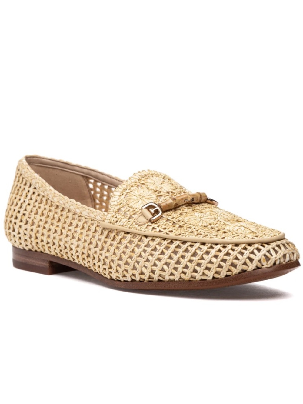 Sam Edelman Lowell Natural Raffia Woven Slip On Loafers